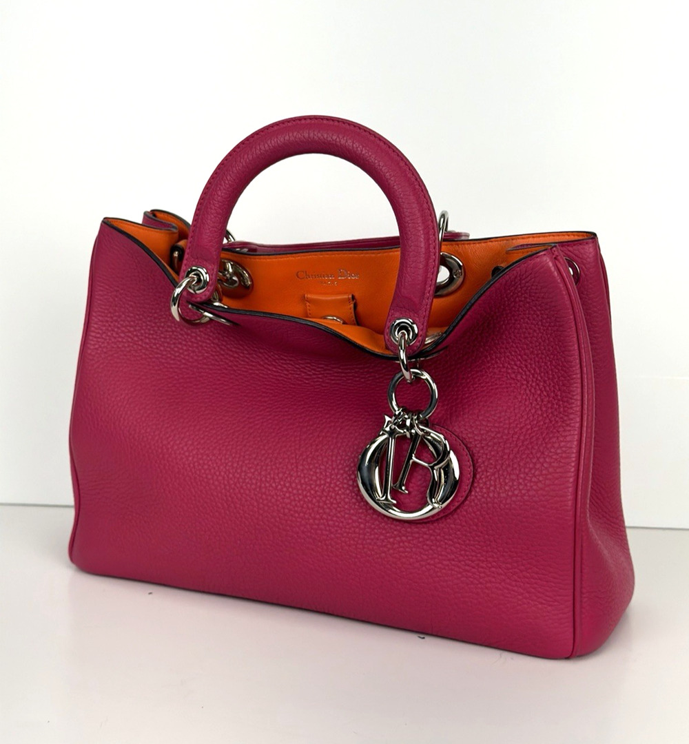 Christian Dior Diorissimo Bag Medium in Fuchsia Calfskin Leather 2014 S